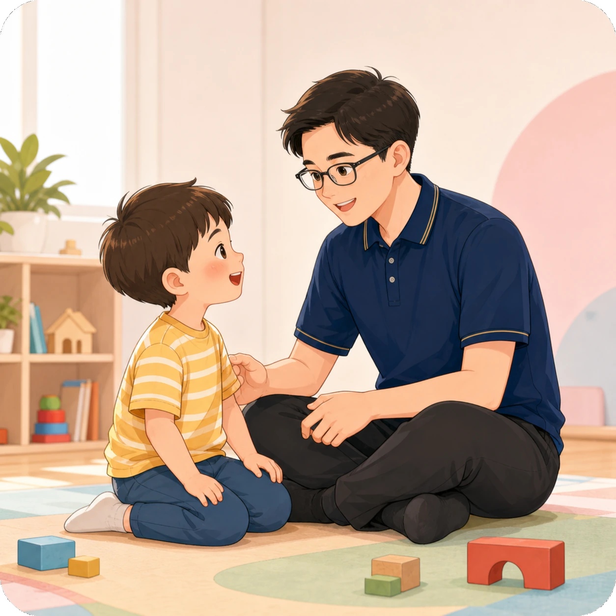 老师陪伴孩子观察表现
