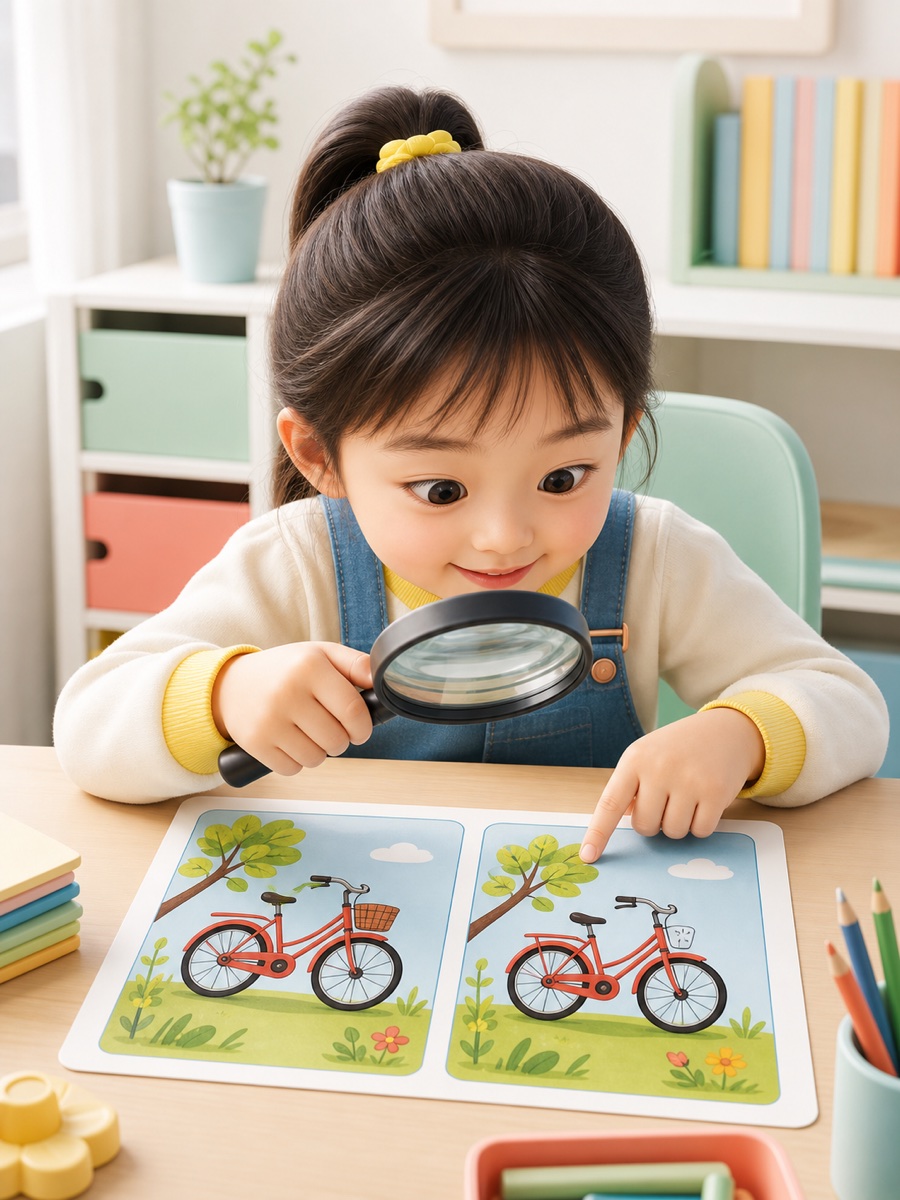 孩子进行视觉分辨找不同训练的宣传图