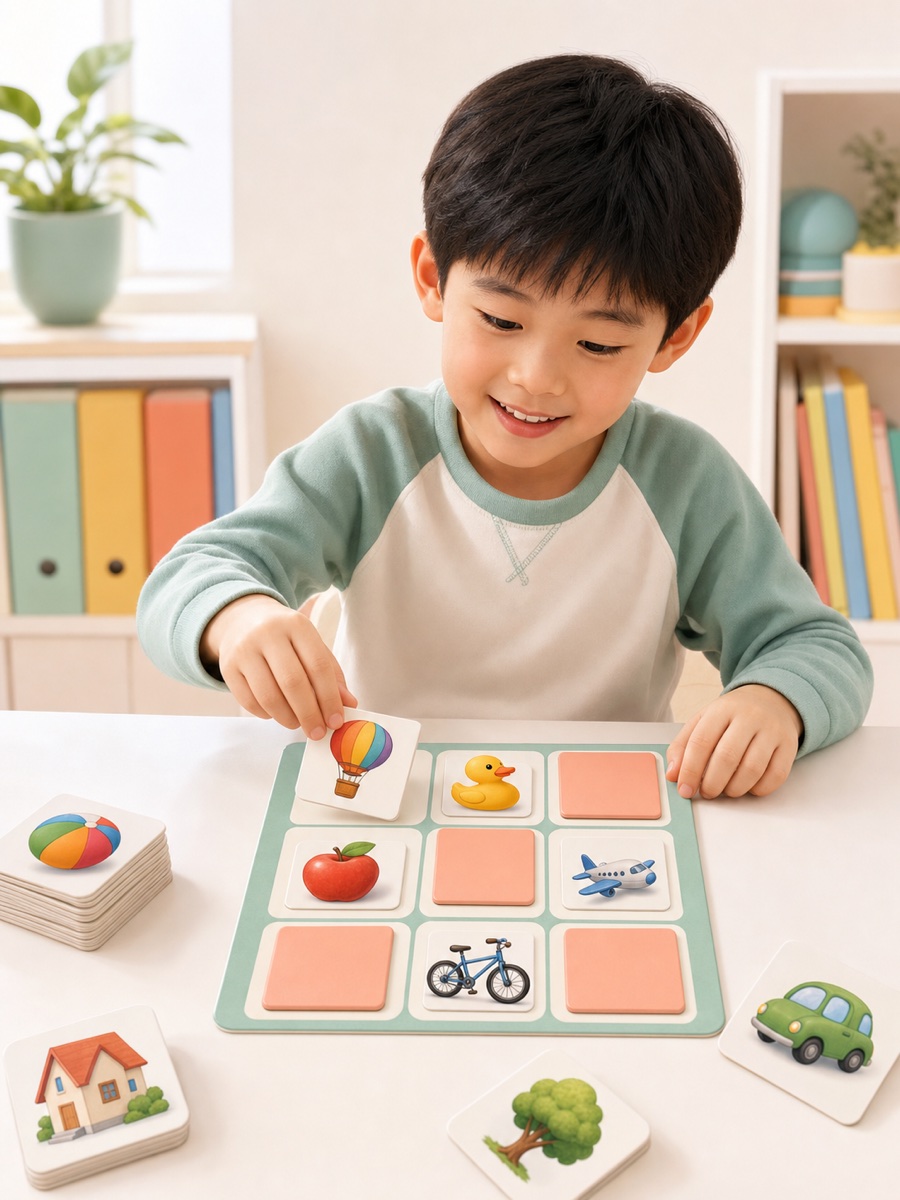 孩子进行视觉位置记忆训练的宣传图